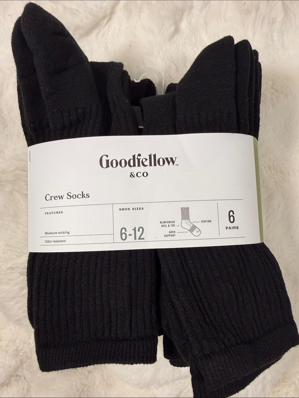 Goodfellow & Co Black Crew Socks - Pack of 6